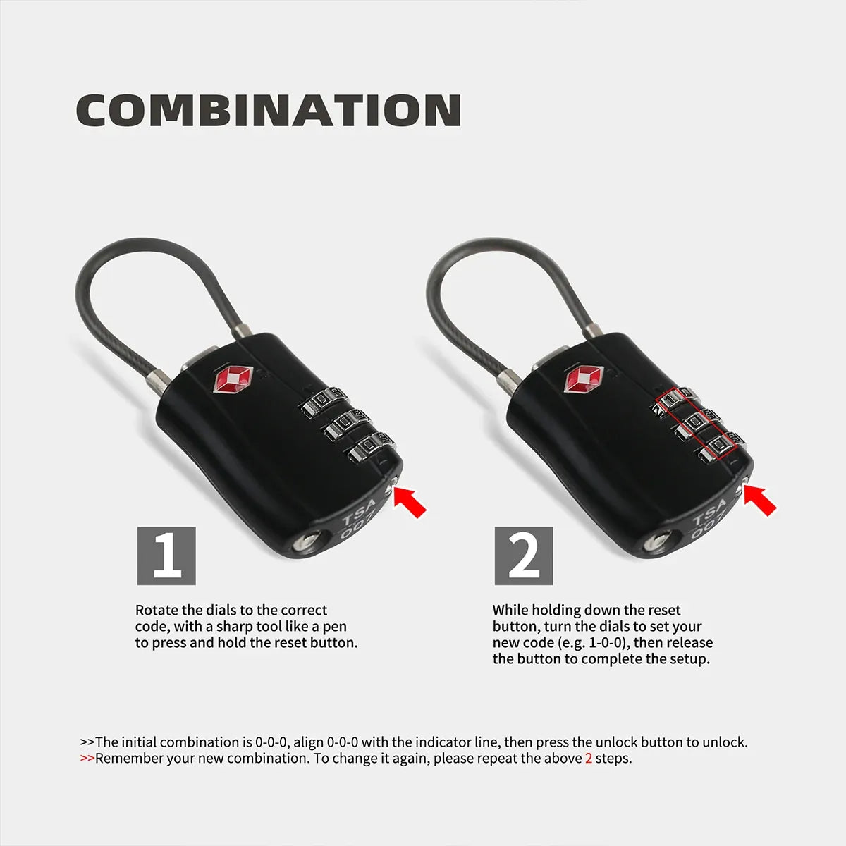 Zinc Alloy Combination Lock Anti-Theft For Luggage Cabinet Drawer Suitcase - Black