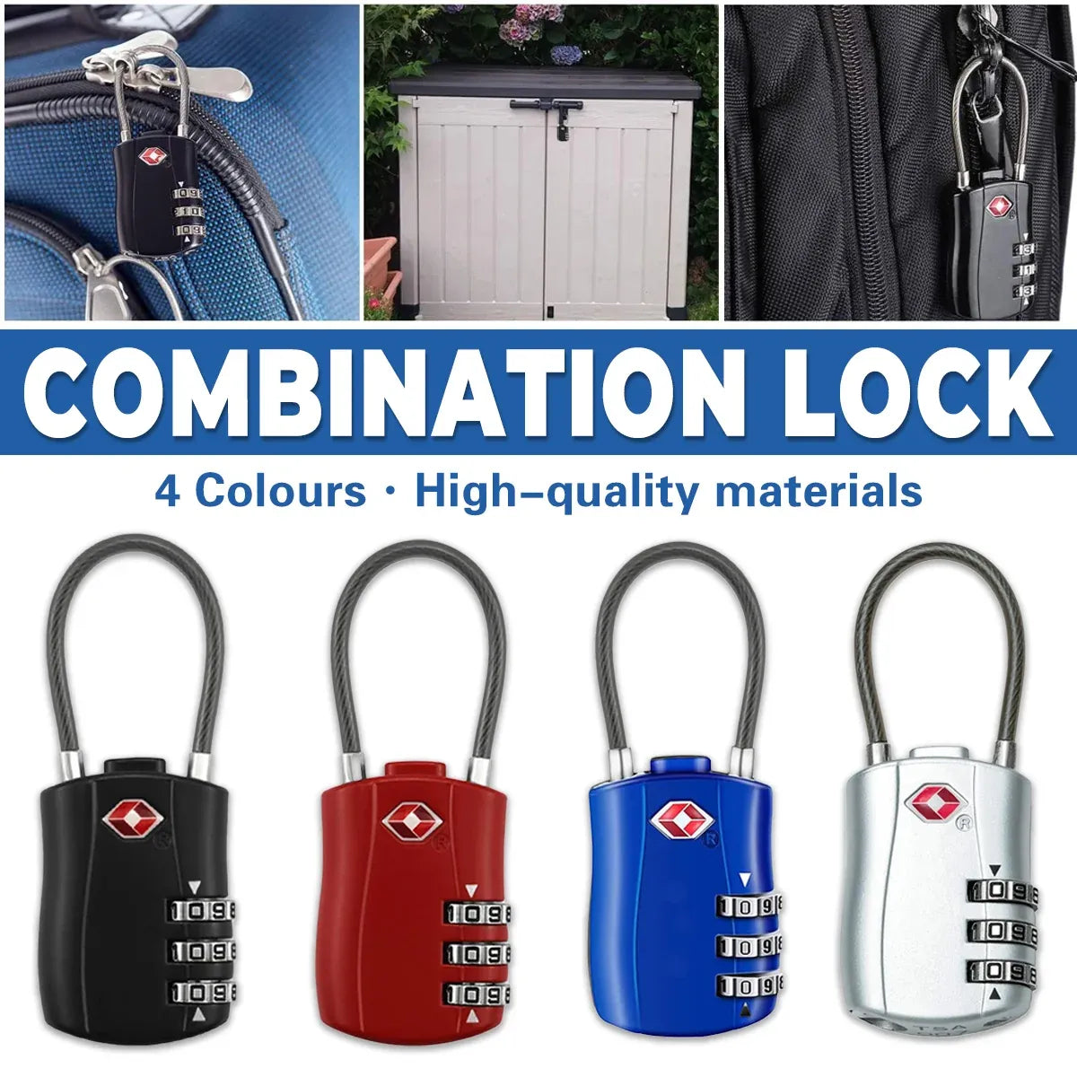 Zinc Alloy Combination Lock Anti-Theft For Luggage Cabinet Drawer Suitcase - Blue