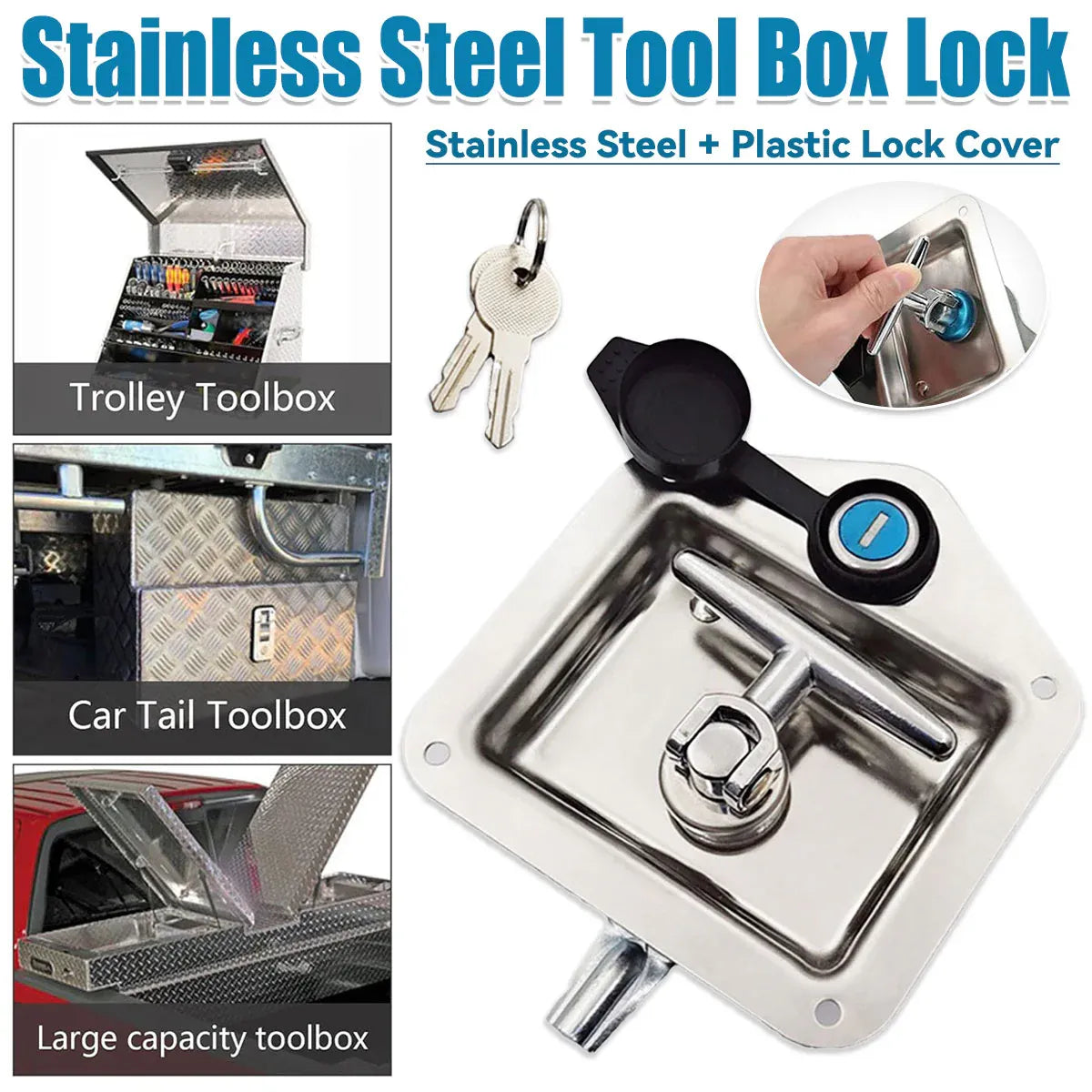 Car Trailer Stainless Steel Toolbox Lock Anti Rust Secure For Truck Van Storage