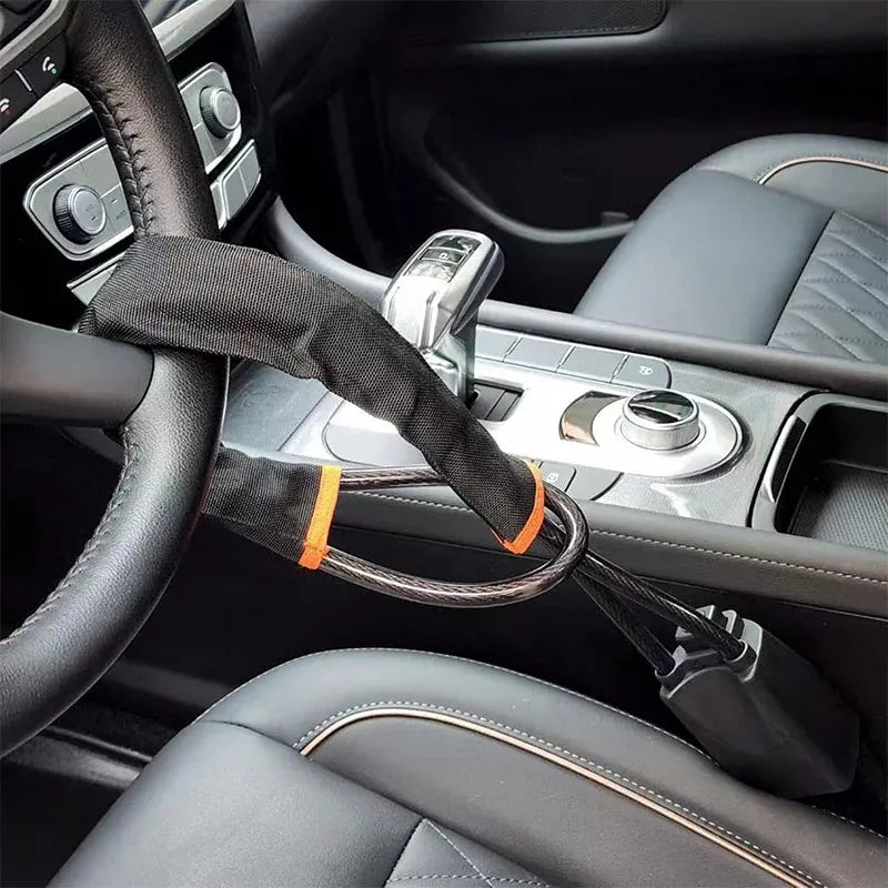 Universal Steering Wheel Lock with 3 Key Seat Car Belt Lock Anti-Theft Device - Black