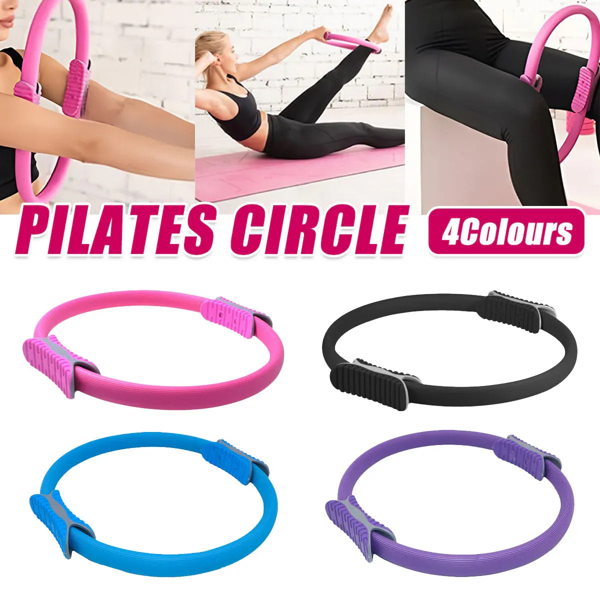 Multicolor Yoga Circle Crescent Handle Pilates Ring for Body Toning Exercise - Blue