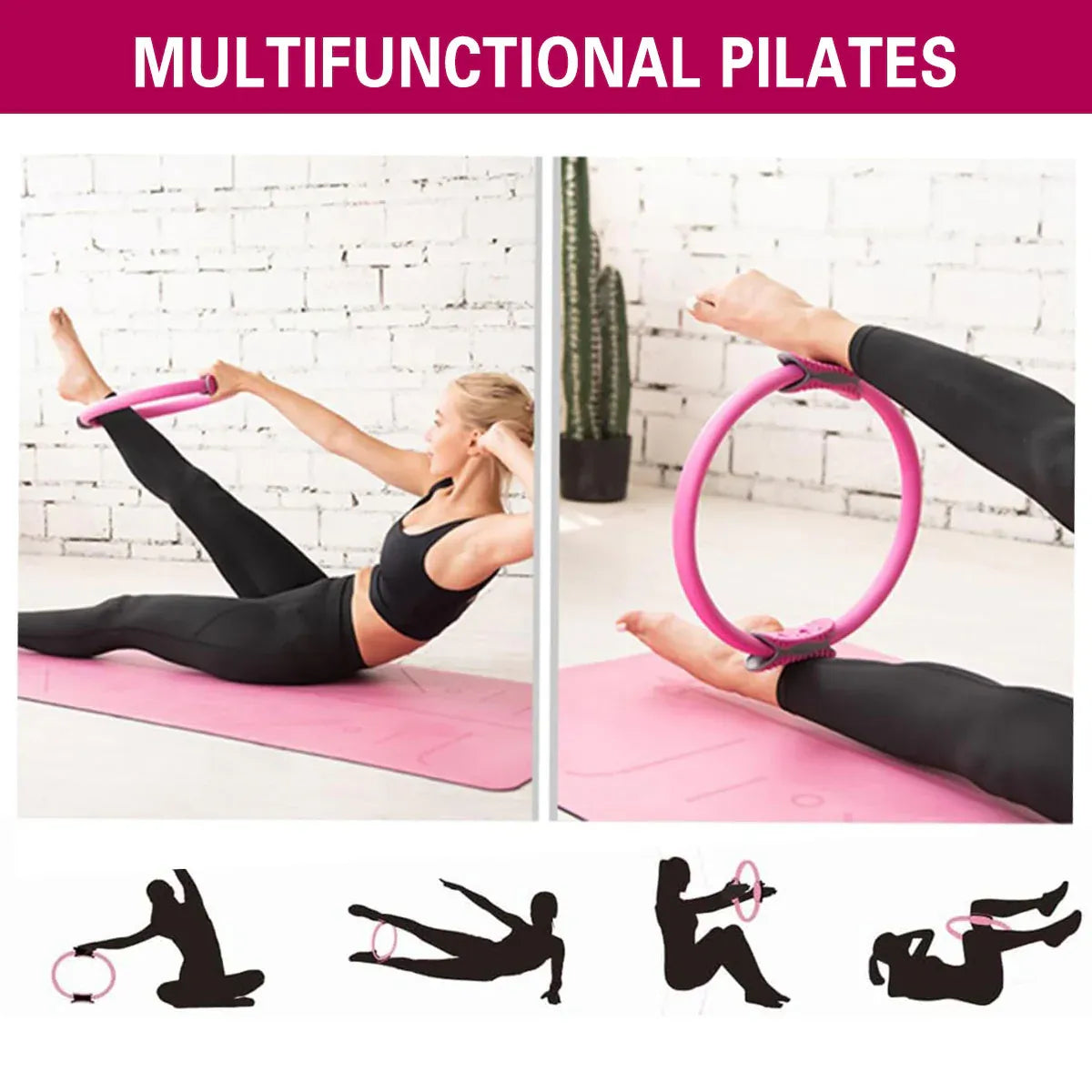 Multicolor Yoga Circle Crescent Handle Pilates Ring for Body Toning Exercise - Purple