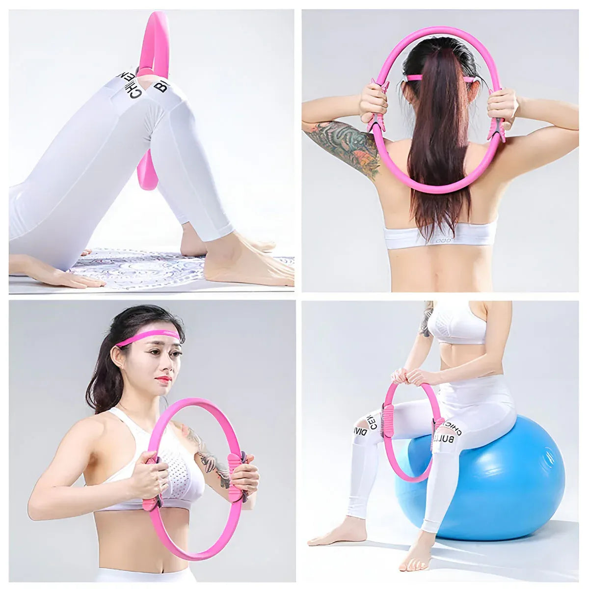 Multicolor Yoga Circle Crescent Handle Pilates Ring for Body Toning Exercise - Purple