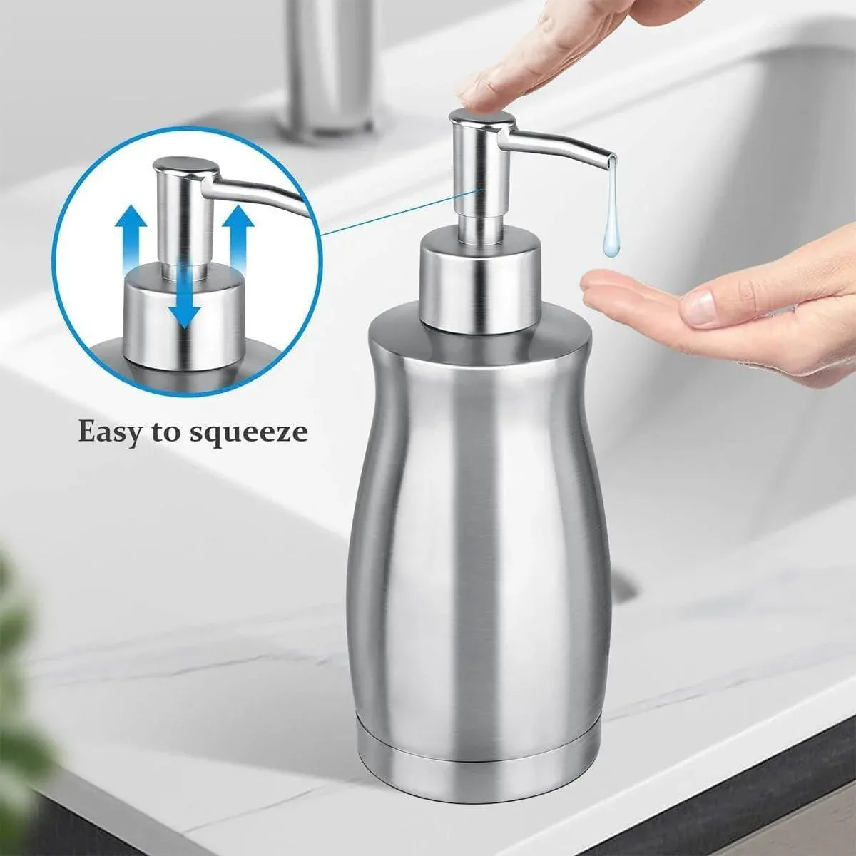 304 Household Stainless Steel Liquid Soap Lotion Shampoo Dispenser Bottle 400ML