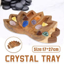 Wooden Crystal Tray Lotus Stone Display Stand Storage Holder for Home Decor