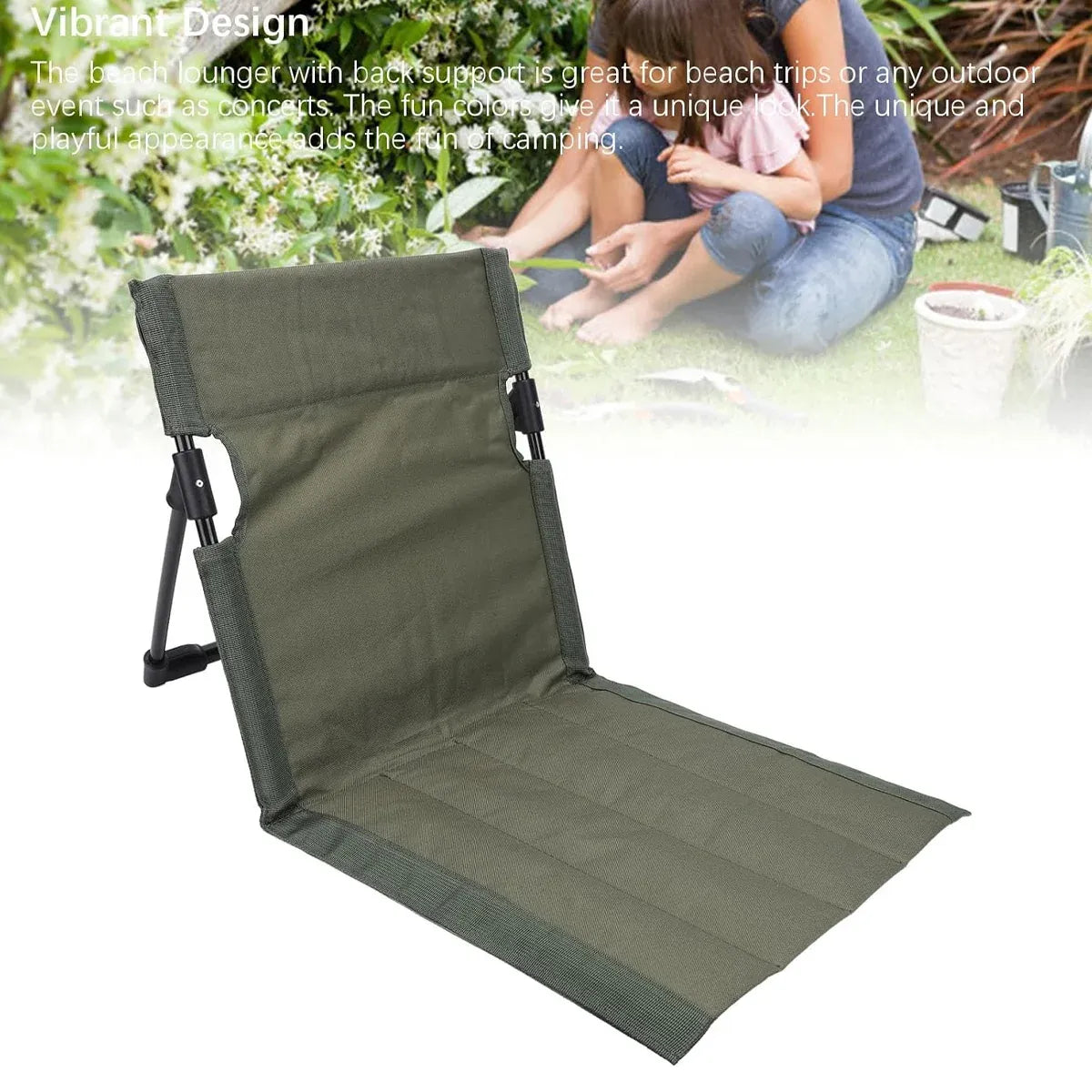Outdoor Folding Beach Garden Lounge Chair Portable Lawn Chair with Floor Mat