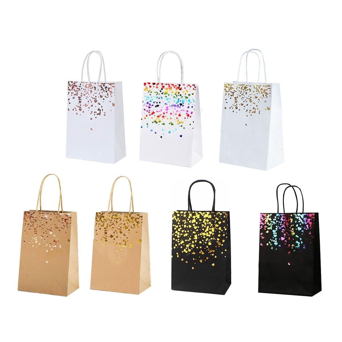 30PCS Kraft Paper Gift Bags Small Love Candy Bags Gold Foil Wedding Party Favors - Kraft Brown-Gold Foil