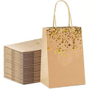 30PCS Kraft Paper Gift Bags Small Love Candy Bags Gold Foil Wedding Party Favors - Kraft Brown-Gold Foil