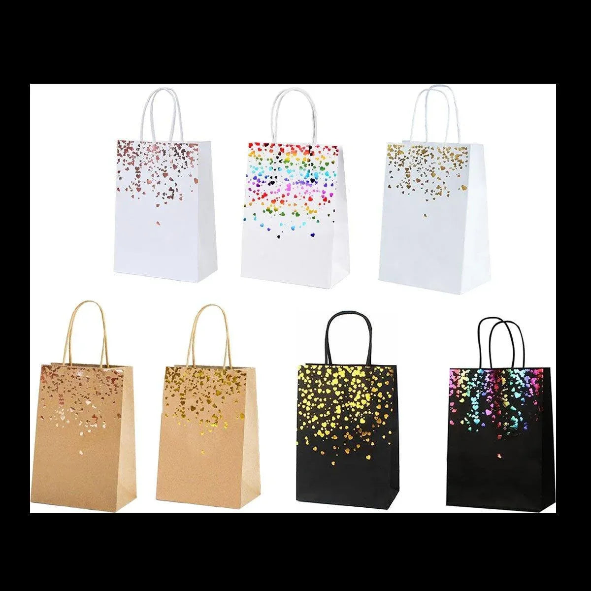 30PCS Kraft Paper Gift Bags Small Love Candy Bags Gold Foil Wedding Party Favors - Kraft Brown-Gold Foil