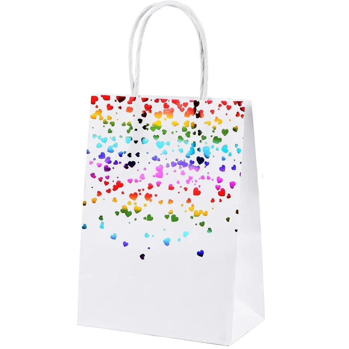 30PCS Kraft Paper Gift Bags Small Love Candy Bags Gold Foil Wedding Party Favors - White-Rainbow Foil