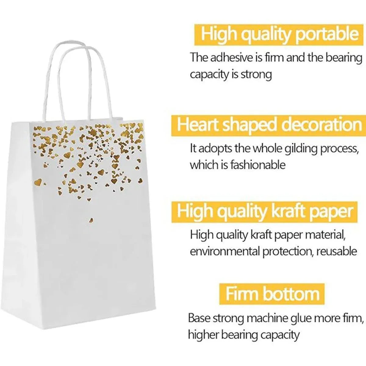 30PCS Kraft Paper Gift Bags Small Love Candy Bags Gold Foil Wedding Party Favors - Black-Gold Foil