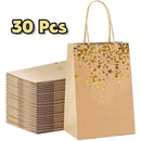30PCS Kraft Paper Gift Bags Small Love Candy Bags Gold Foil Wedding Party Favors - Black-Gold Foil