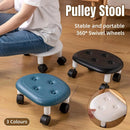 Imitation Leather Low Stool with Wheels Modern Bedroom Living Room Plastic Bench - Black