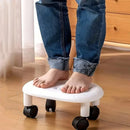 Imitation Leather Low Stool with Wheels Modern Bedroom Living Room Plastic Bench - Blue