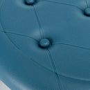 Imitation Leather Low Stool with Wheels Modern Bedroom Living Room Plastic Bench - Blue