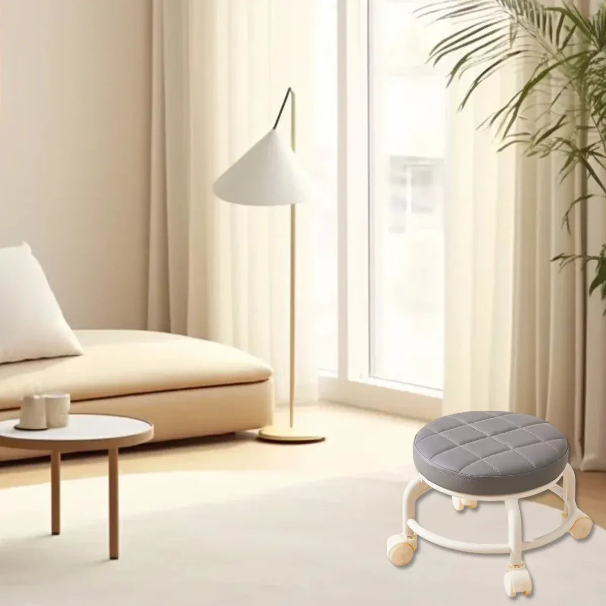 360° Rotating Roller Stool Small Swivel Chair Low Round Seat Movable Stool Use