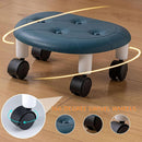 Imitation Leather Low Stool with Wheels Modern Bedroom Living Room Plastic Bench - White