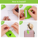 5PCS High-Quality Silicone Luggage Tags Name Address Boarding Pass Travel ID - Black