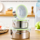 3PCS Stainless Steel Sealed Crisper Storage Box with Lid Round Food Lunch Box - Black