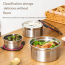 3PCS Stainless Steel Sealed Crisper Storage Box with Lid Round Food Lunch Box - Black