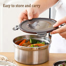 3PCS Stainless Steel Sealed Crisper Storage Box with Lid Round Food Lunch Box - Black