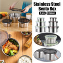 3PCS Stainless Steel Sealed Crisper Storage Box with Lid Round Food Lunch Box - Black