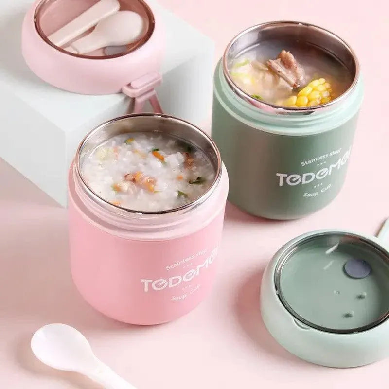 530ml Stainless Steel Insulated Lunch Box Portable Food Storage Mug Soup Meals - Green