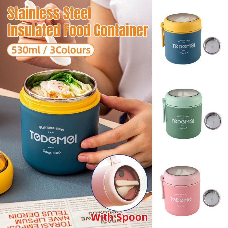 530ml Stainless Steel Insulated Lunch Box Portable Food Storage Mug Soup Meals - Pink