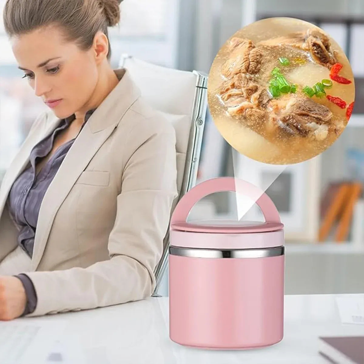 1L Large Capacity Stainless Steel Insulated Lunch Box Food Container Durable - Blue