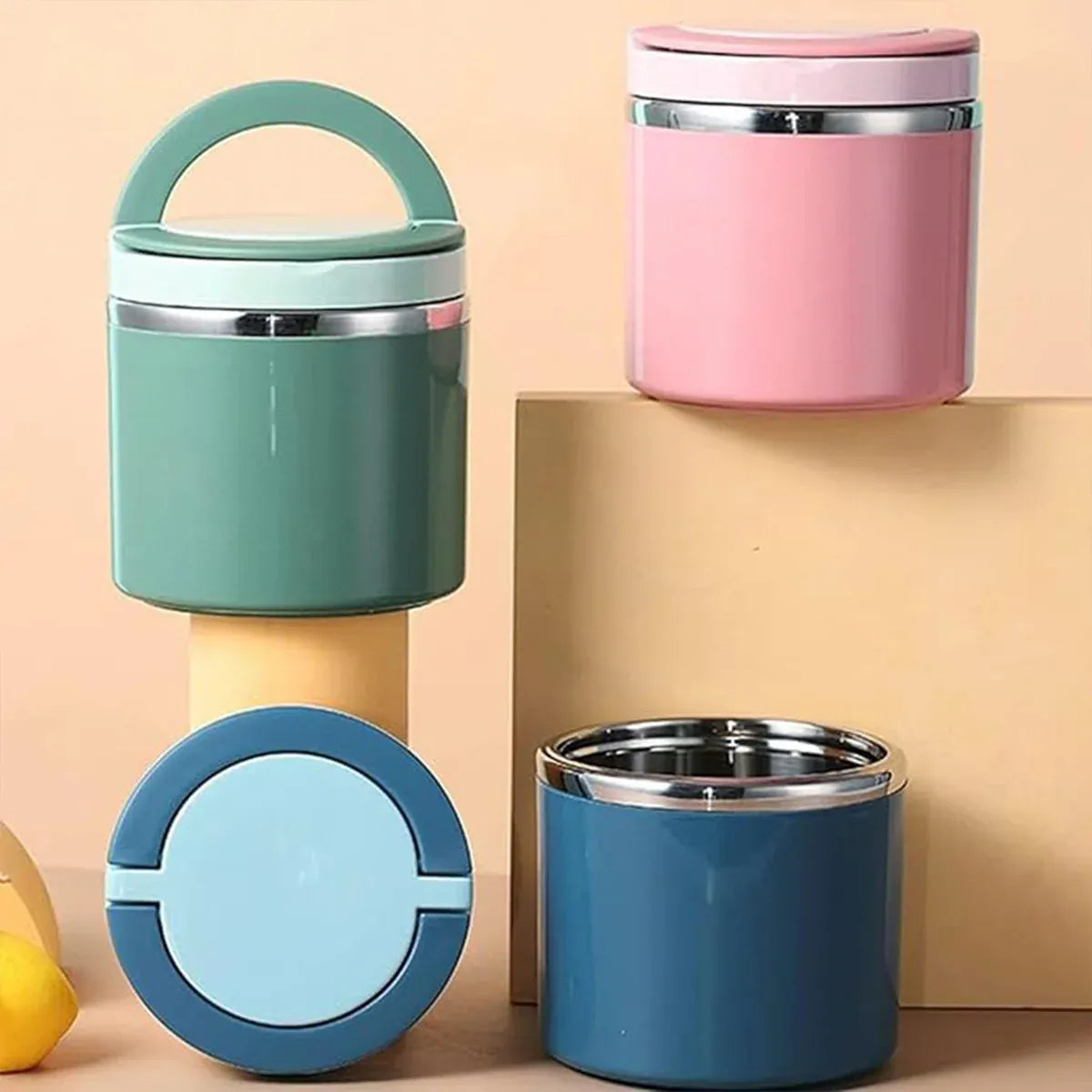 1L Large Capacity Stainless Steel Insulated Lunch Box Food Container Durable - Blue
