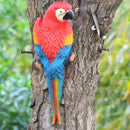 Simulated Half Parrot Tree Hanging Wall Decoration Durable for Home Garden Use - Blue-Red