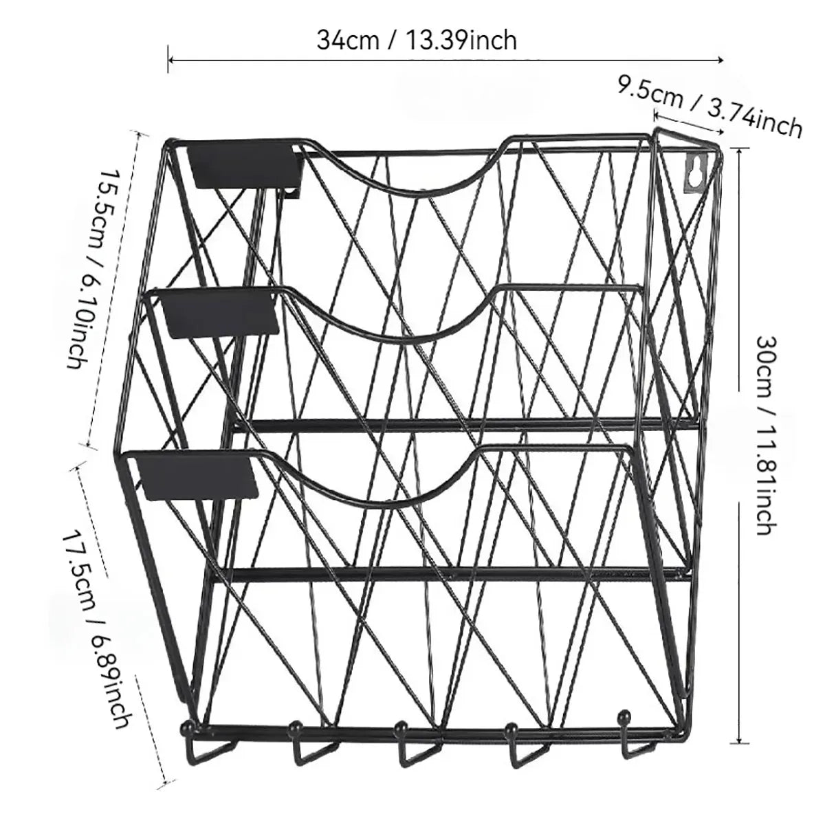 3-Tier Wall Mounted File Magazine Rack Easy to Use for Home Office Living Room