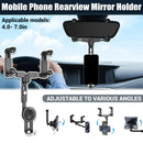 Mobile Phone Rearview Mirror Holder Strong Grip Fits Most Smartphones Car Use