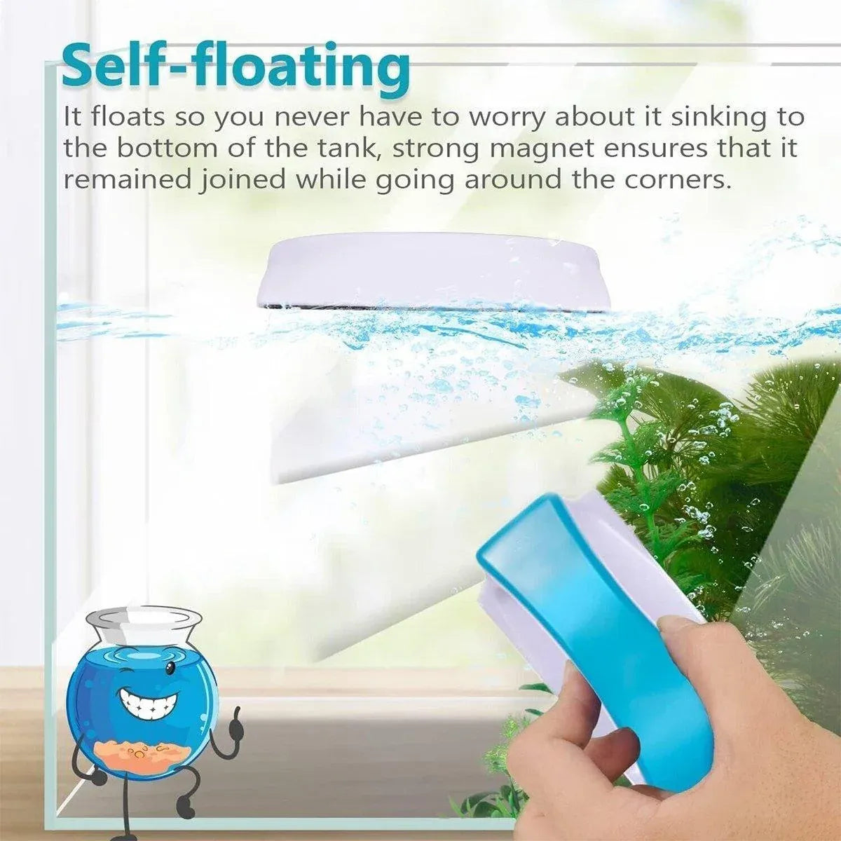 Magnetic Fish Tank Brush Algae Magnet Aquarium Cleaning Glass Aquatic Cleaner - L