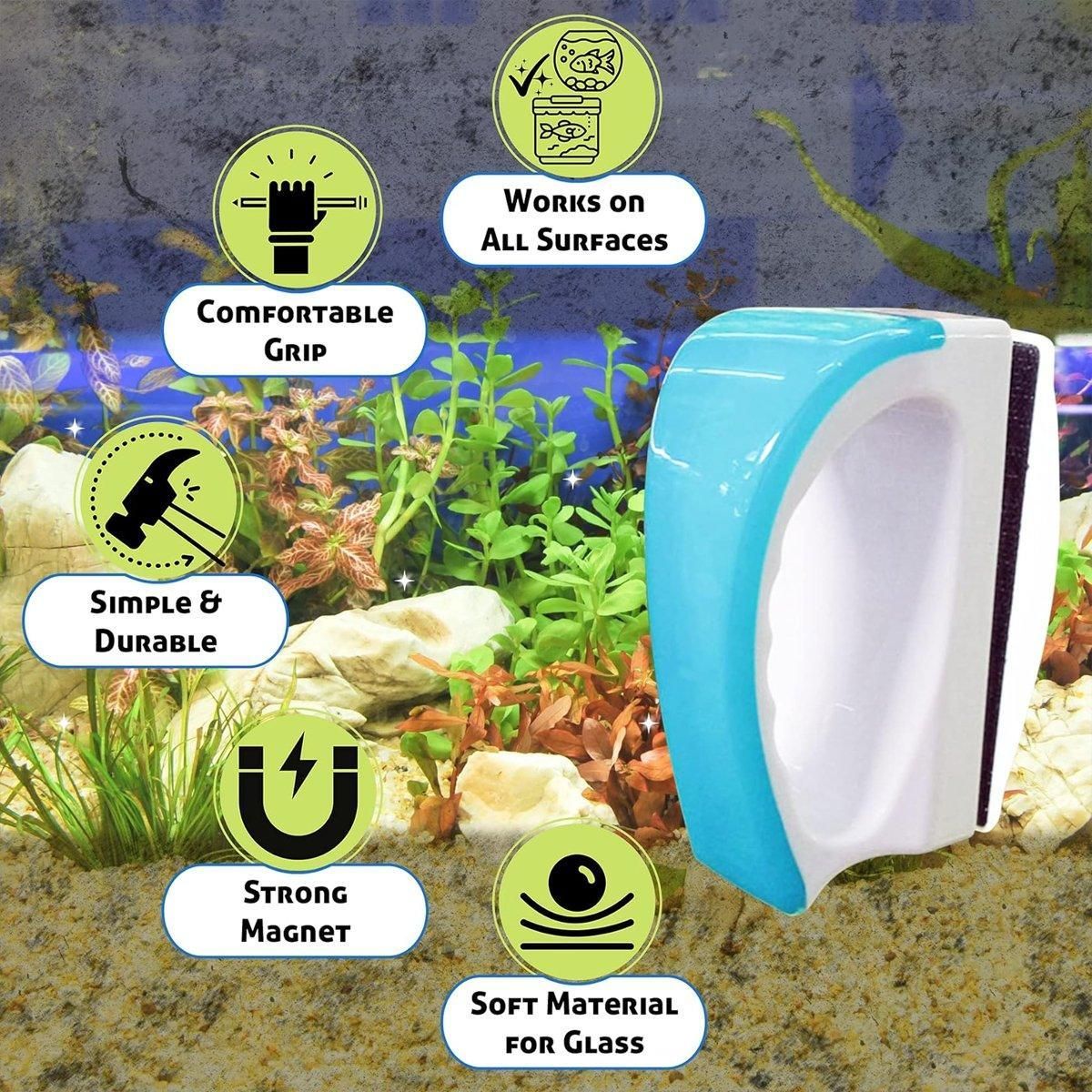 Magnetic Fish Tank Brush Algae Magnet Aquarium Cleaning Glass Aquatic Cleaner - M