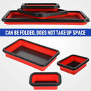 3PCS Foldable Metal Parts Tray Set Silicone Tool Organizer for Garage Repair