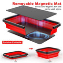 3PCS Foldable Metal Parts Tray Set Silicone Tool Organizer for Garage Repair