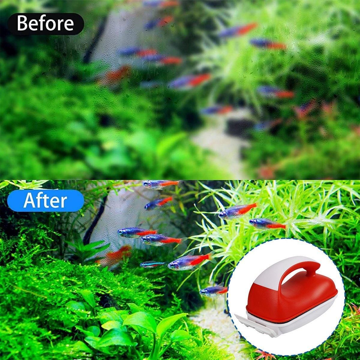 Double-Sided Aquarium Glass Cleaner Brush for Fish Tank Algae Removal S/M Size - M