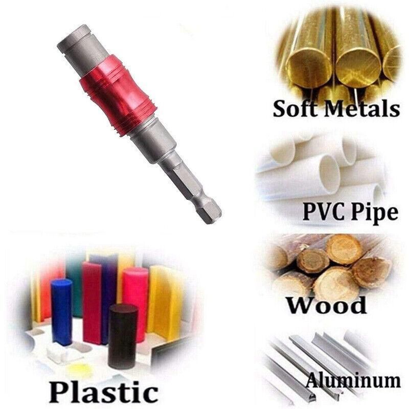 Pivot Drill Bit Holder Steel Impact Swivel Screw Adapter for Quick Bit Changes - Red Silver