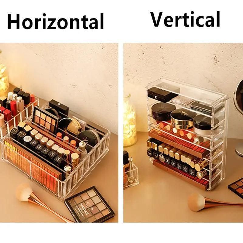 Clear Acrylic Cosmetic Makeup Organiser Lipstick Organizer Box Jewellery Storage - L Size 8Grids