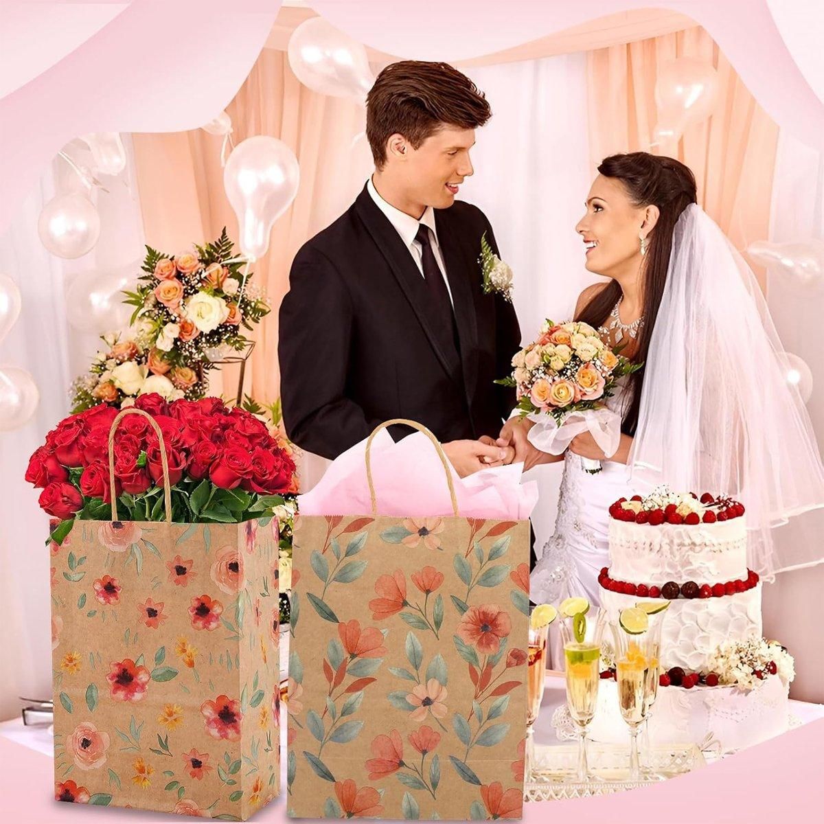 32Pcs Printed Party Paper Bags Tote Bags for Gift Packaging Shopping Favors