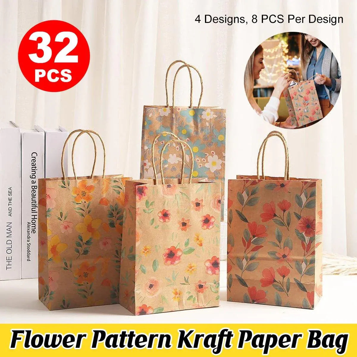32Pcs Printed Party Paper Bags Tote Bags for Gift Packaging Shopping Favors