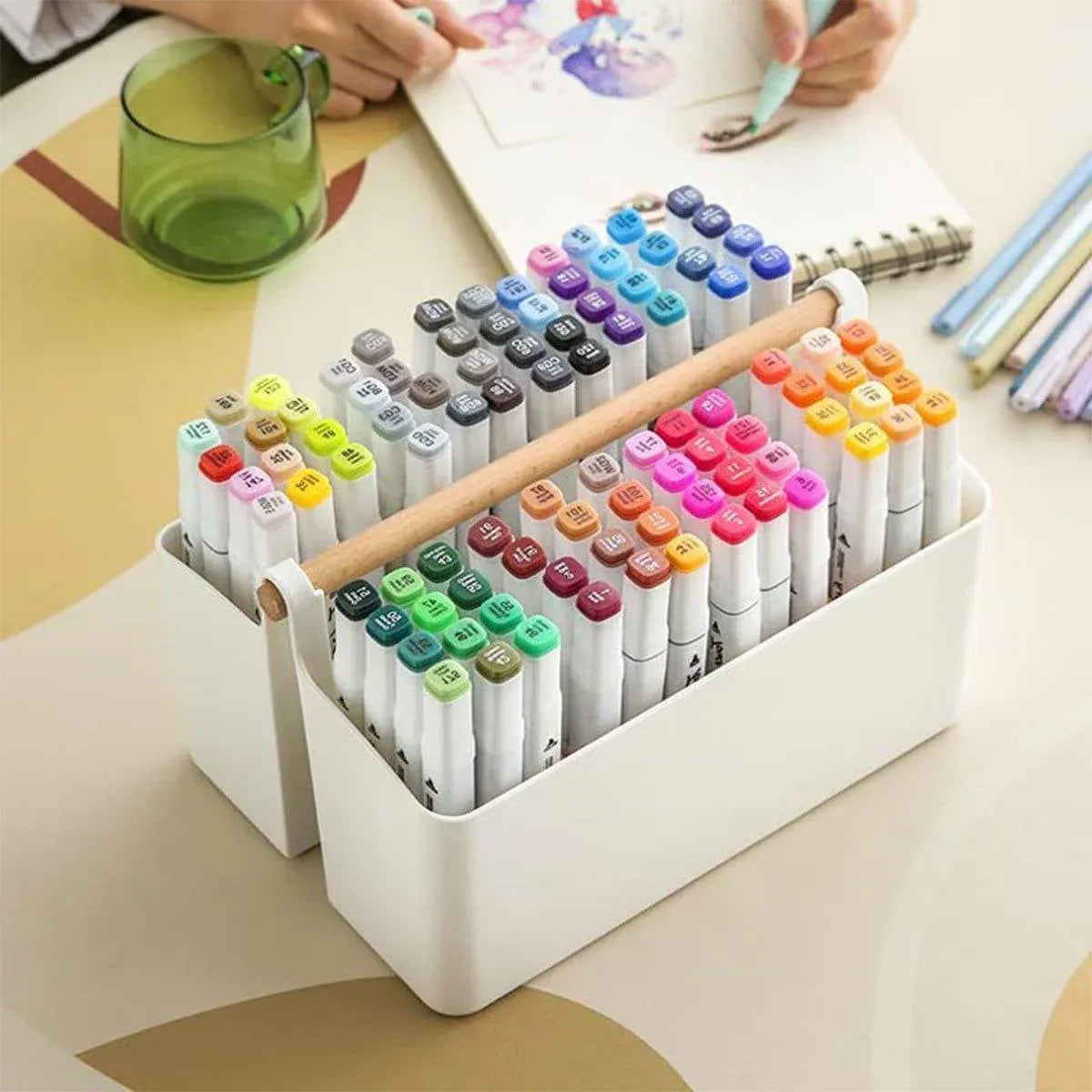 Portable Desktop Marker Pen and Stationery Storage Box Compartment Organizer