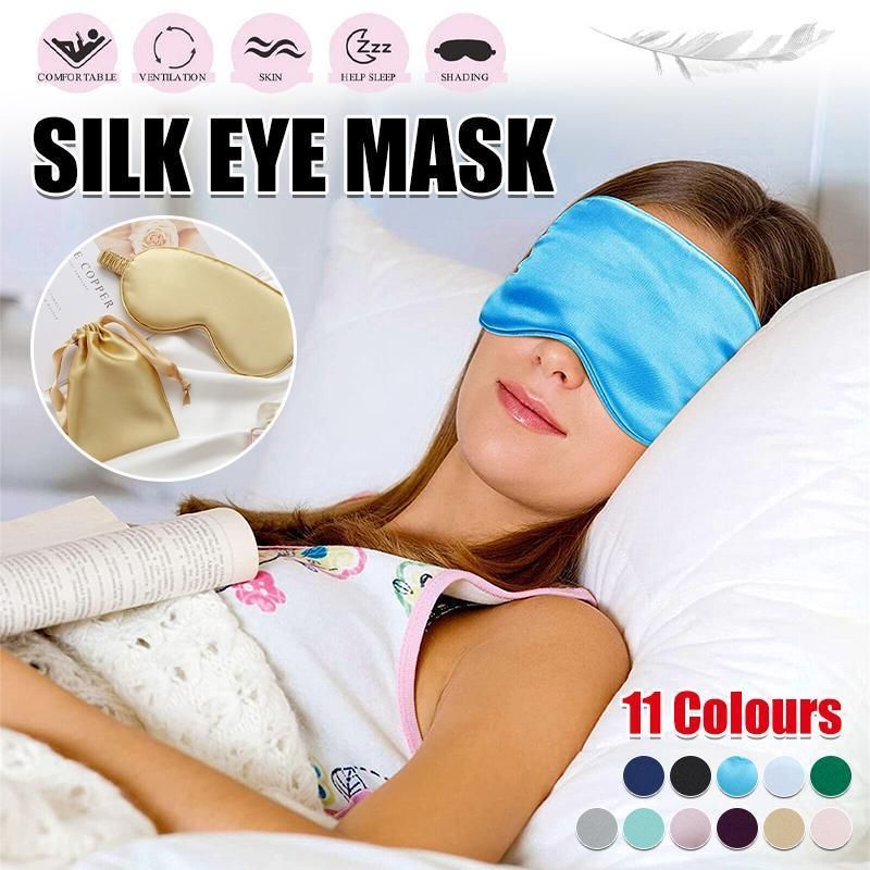 Pure Soft Silk EyeShade Blindfold Sleep Eye Mask Cover Light Shade Travel Relax - Dark Purple