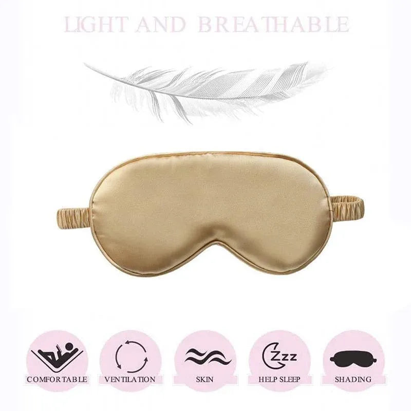 Pure Soft Silk EyeShade Blindfold Sleep Eye Mask Cover Light Shade Travel Relax - Dark Purple