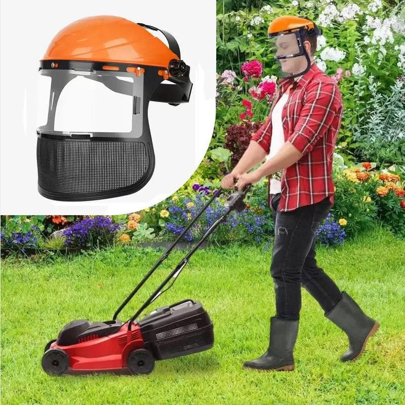 Garden Face Shield Headgear for Mowing and Outdoor Protective Use - Orange