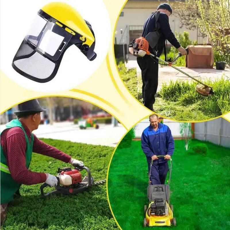 Garden Face Shield Headgear for Mowing and Outdoor Protective Use - Orange