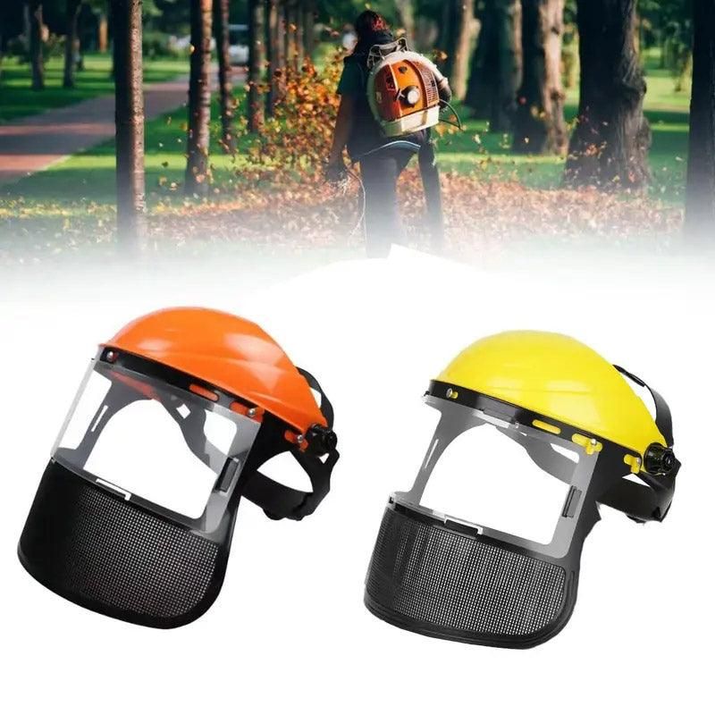 Garden Face Shield Headgear for Mowing and Outdoor Protective Use - Orange