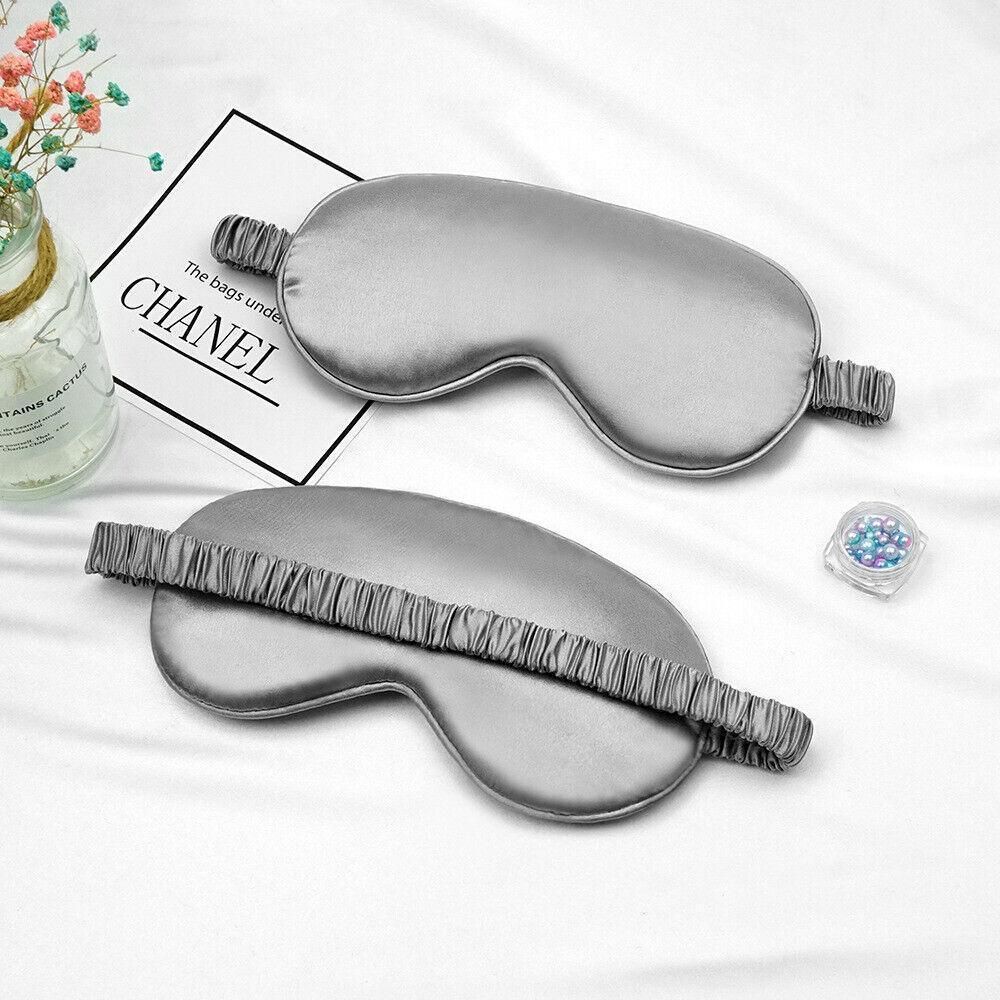Pure Soft Silk EyeShade Blindfold Sleep Eye Mask Cover Light Shade Travel Relax - Sky Blue
