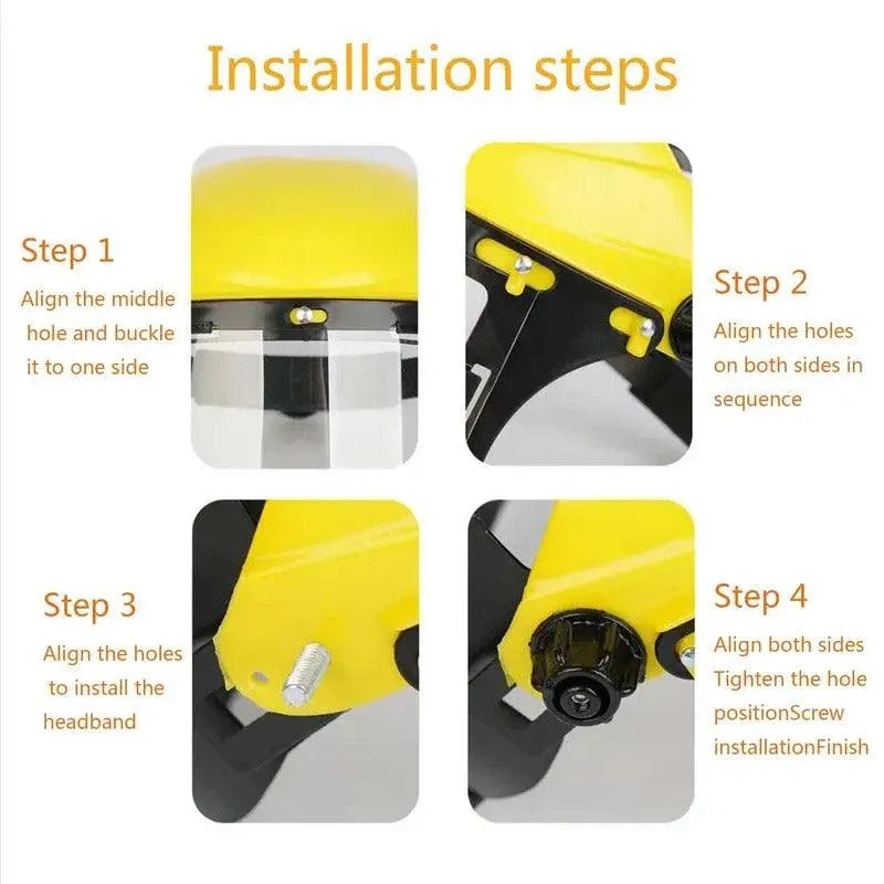 Garden Face Shield Headgear for Mowing and Outdoor Protective Use - Yellow